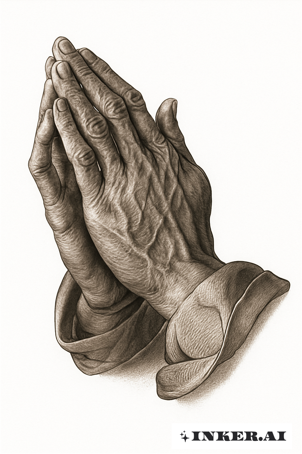 Photorealistic Elderly Praying Hands