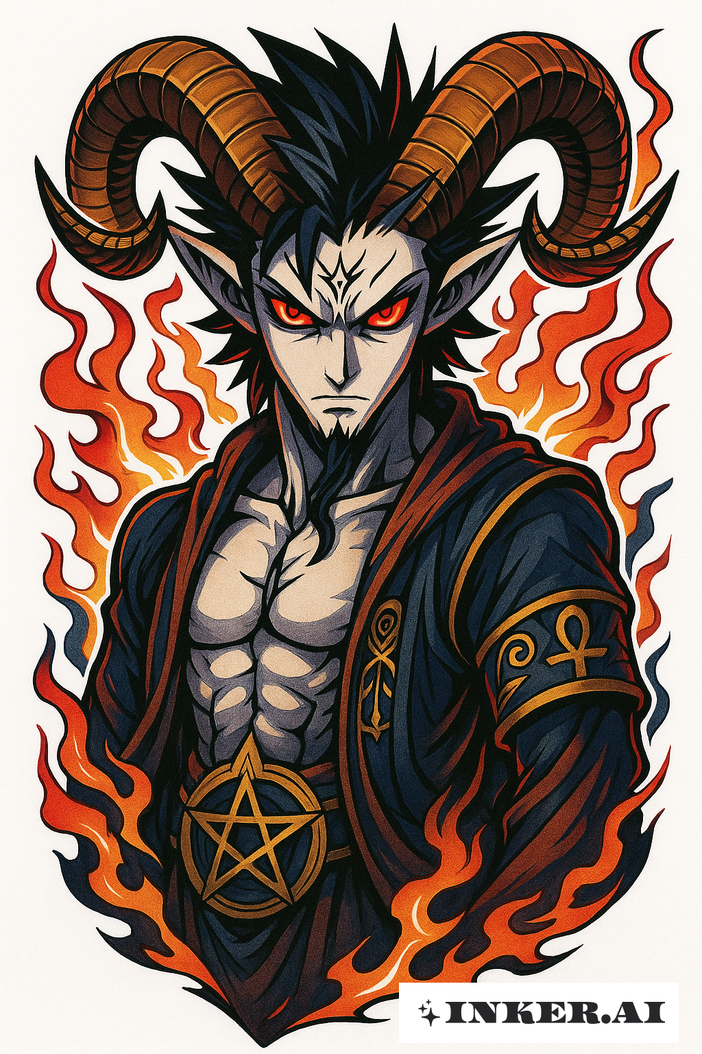 Dunkler Herr Baphomet im Anime-Stil