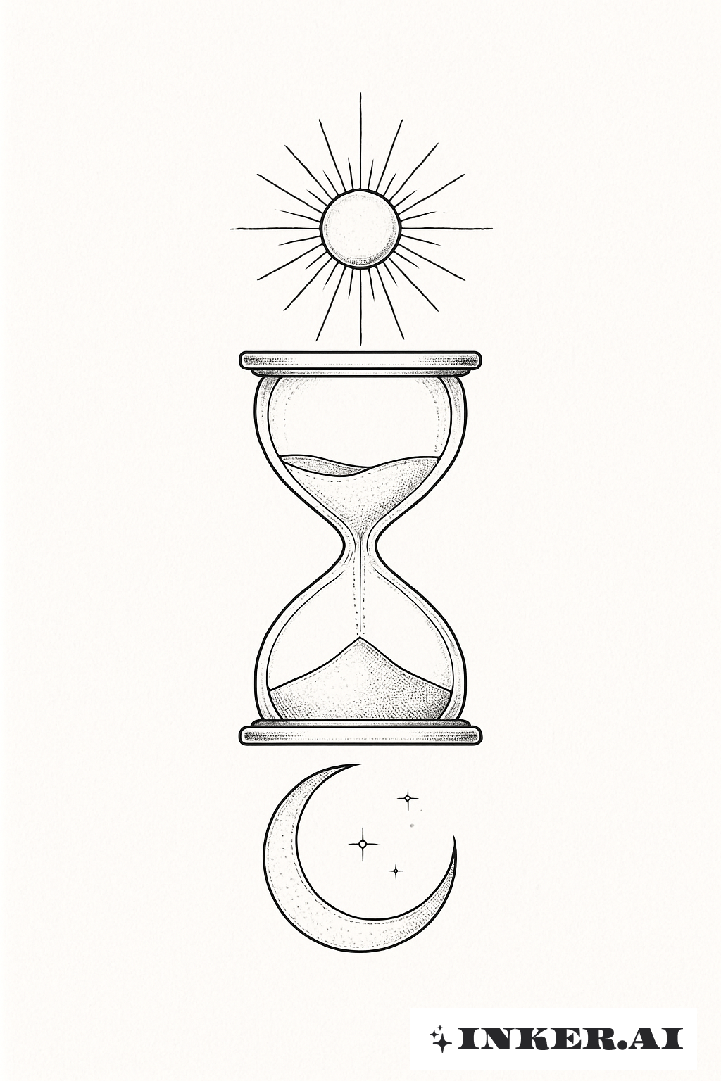 Soleil et Lune Équilibrant le Sablier