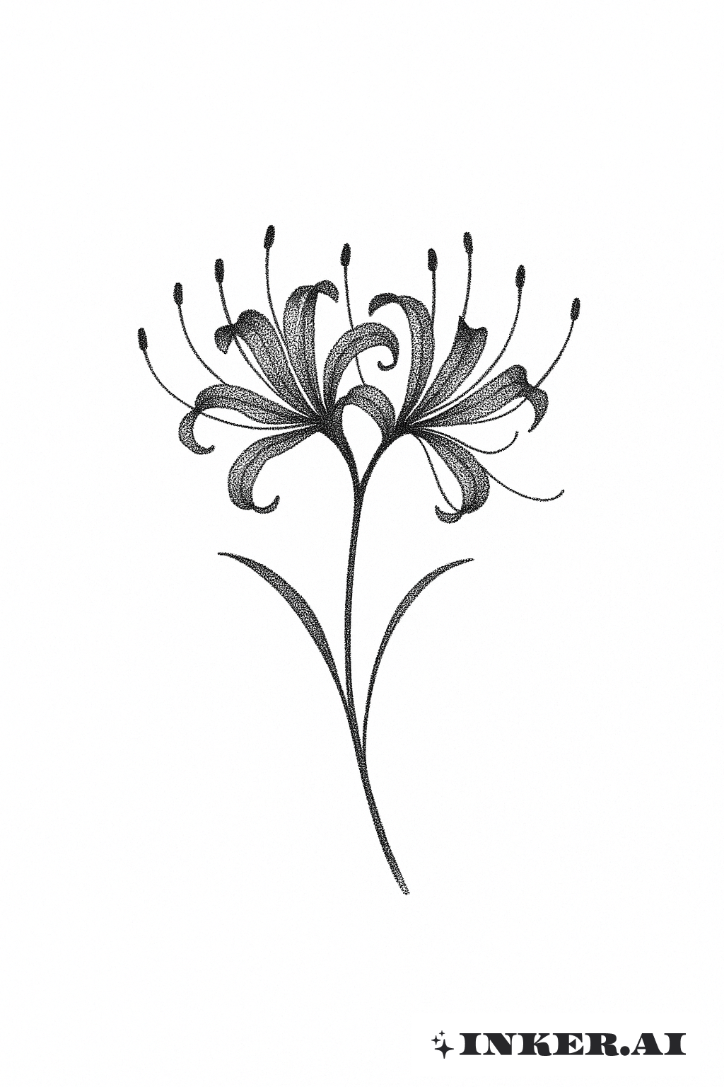 Hình Bóng Hoa Bóng Nhện "Dotwork"