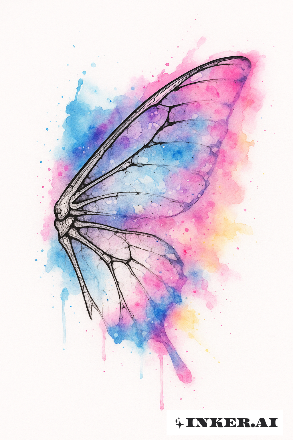 Butterfly Wing Skeleton with Color Splash