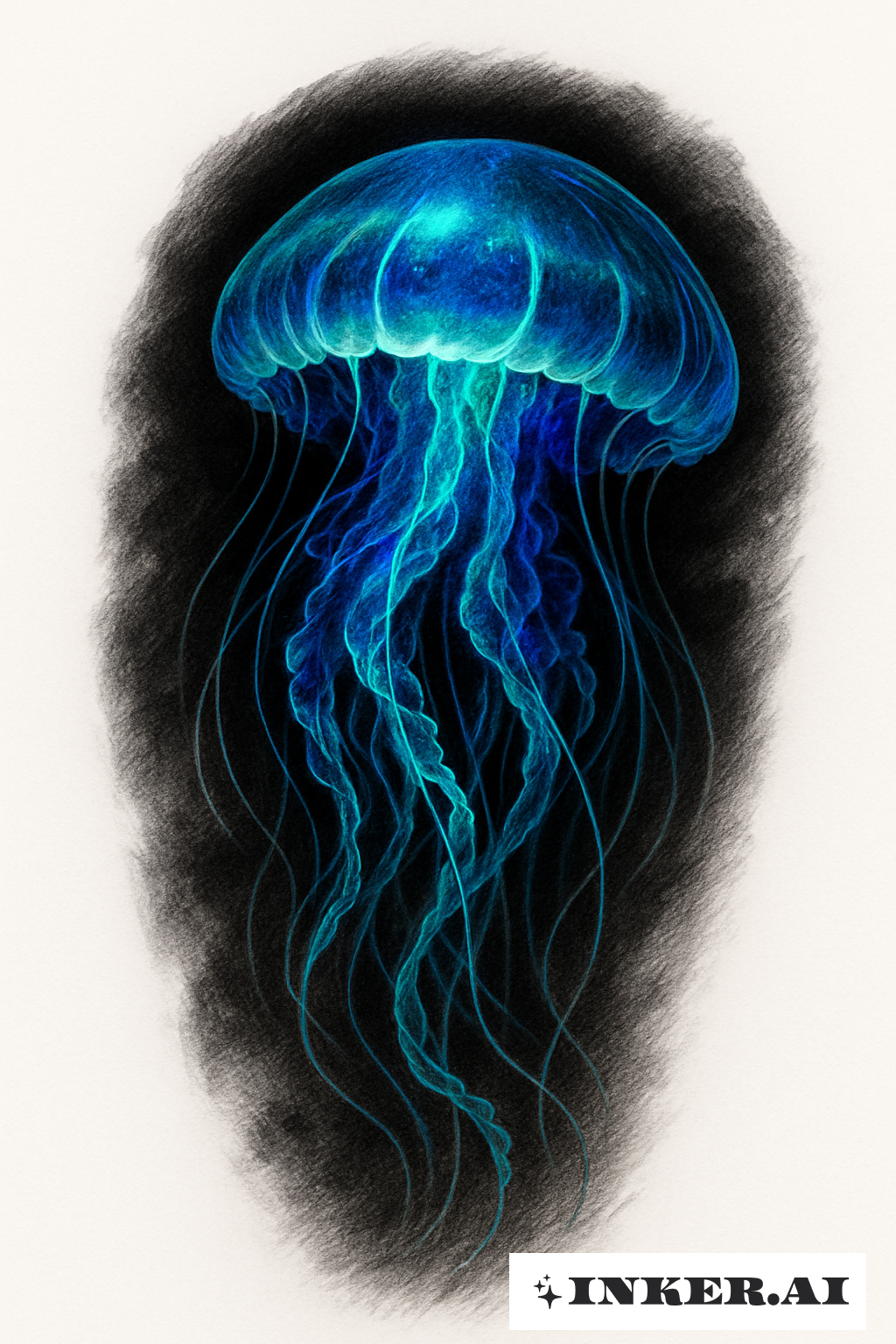 Méduse Bioluminescente Brillant Dans L'Obscurité