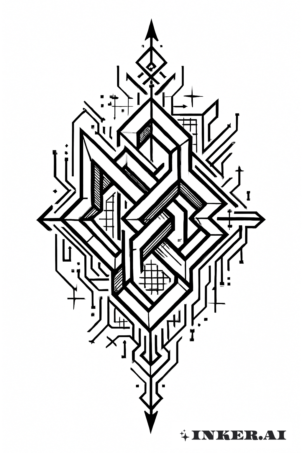 Interlocking Cyber Sigilism Geometric Forms