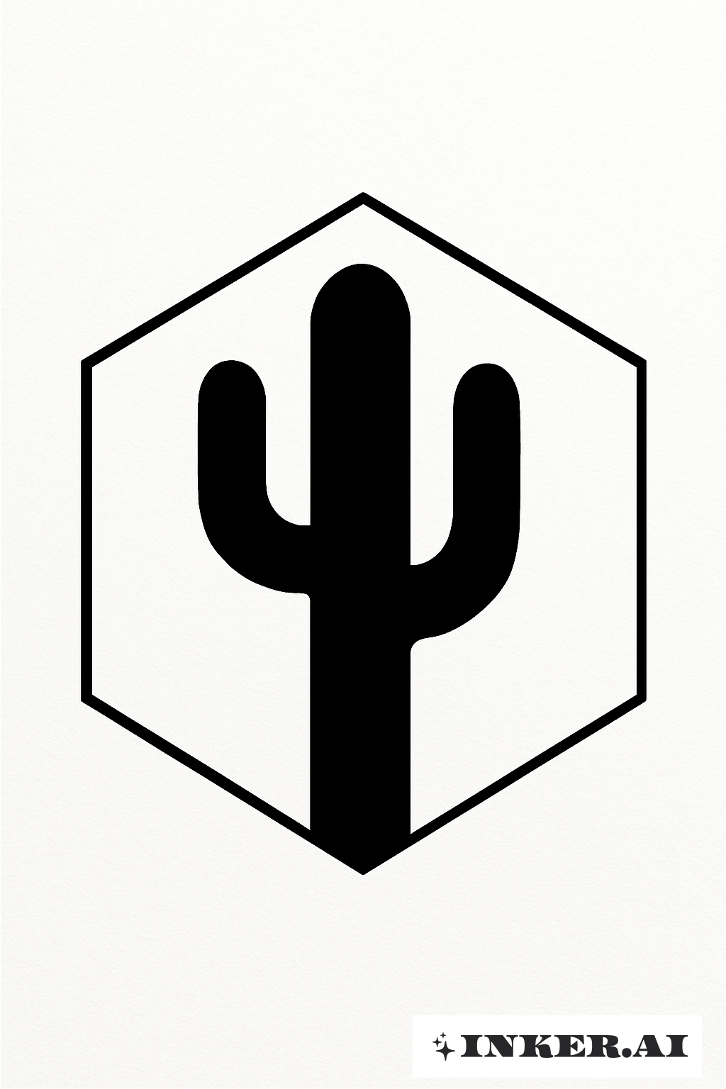 Kaktus-Silhouette in einem Hexagon-Rahmen