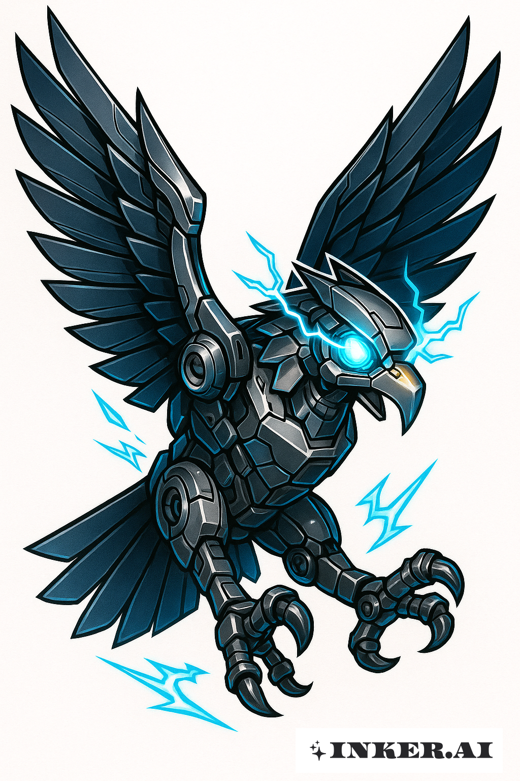 Mecha Eagle With Luminous Eyes