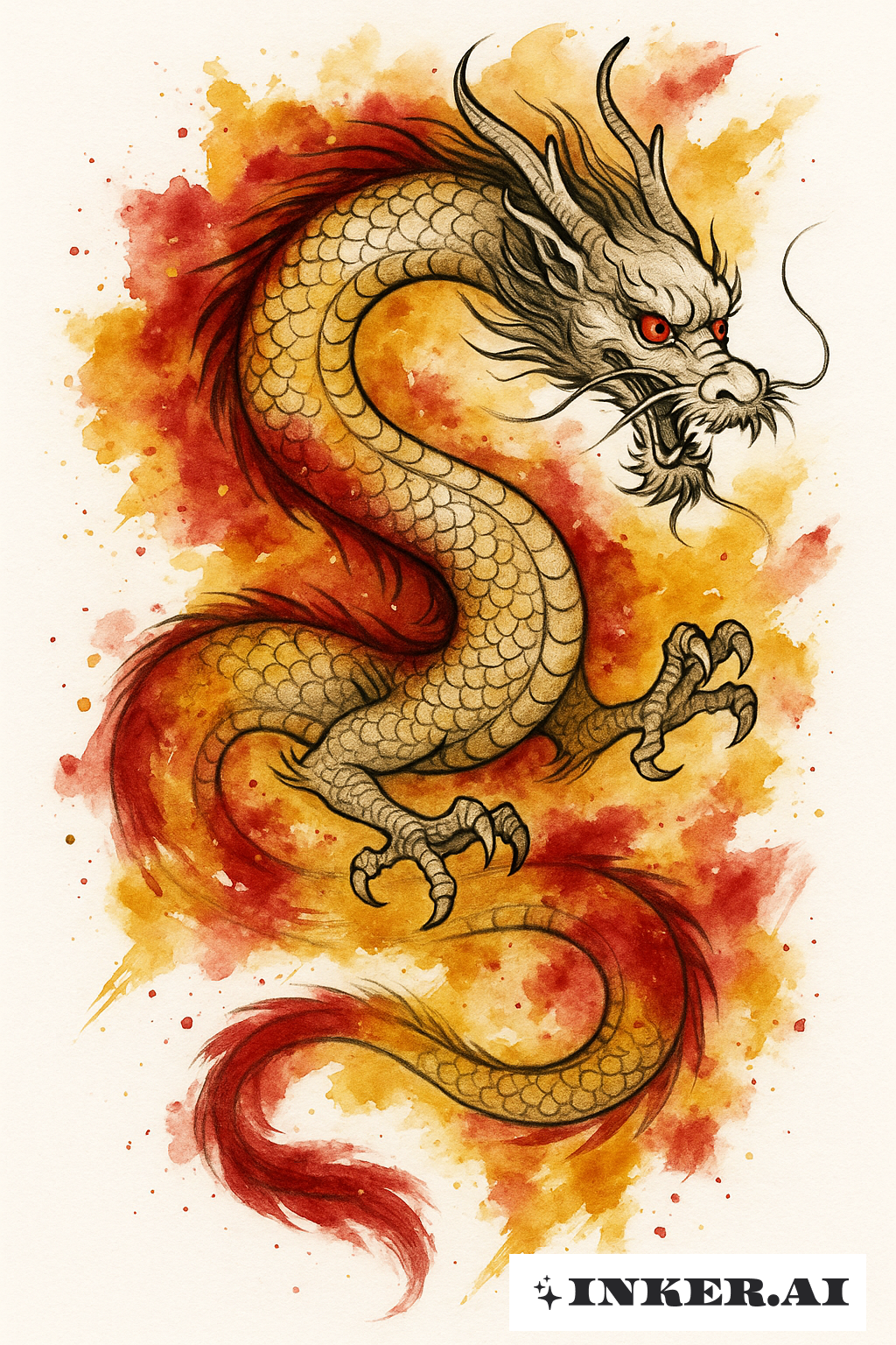 日本龍與紅金飛濺