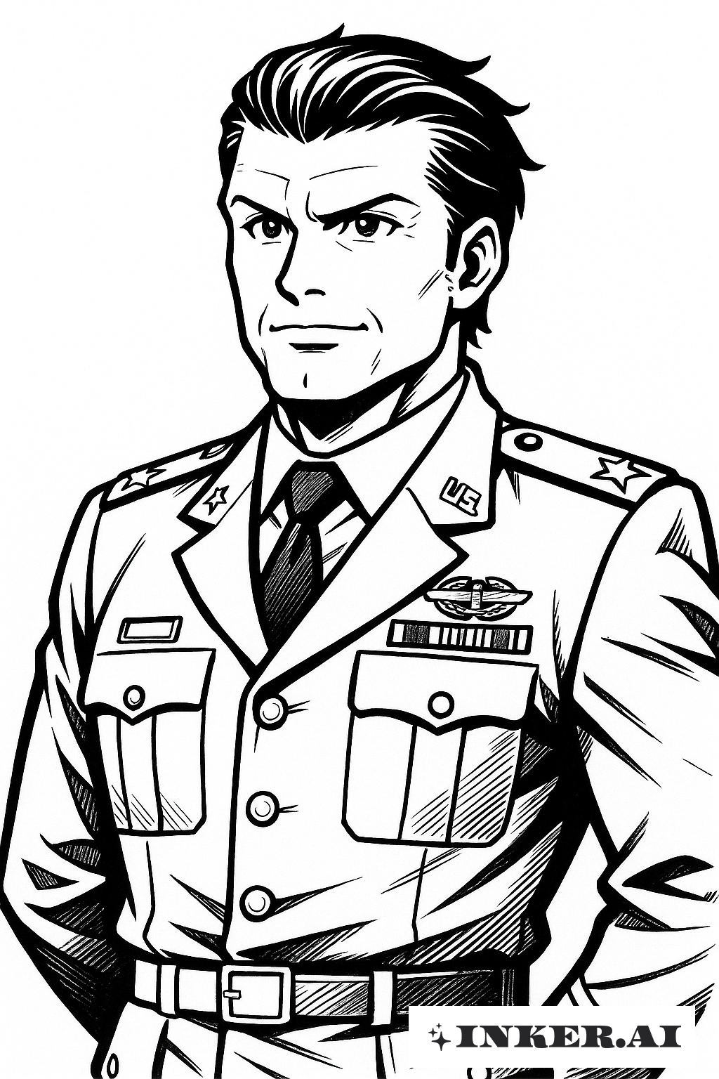 애니메이션 스타일의 군복 입은 Pete Hegseth