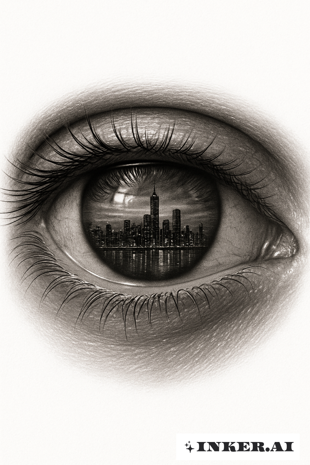 Réflexion de la Ville dans un Œil Trash Polka