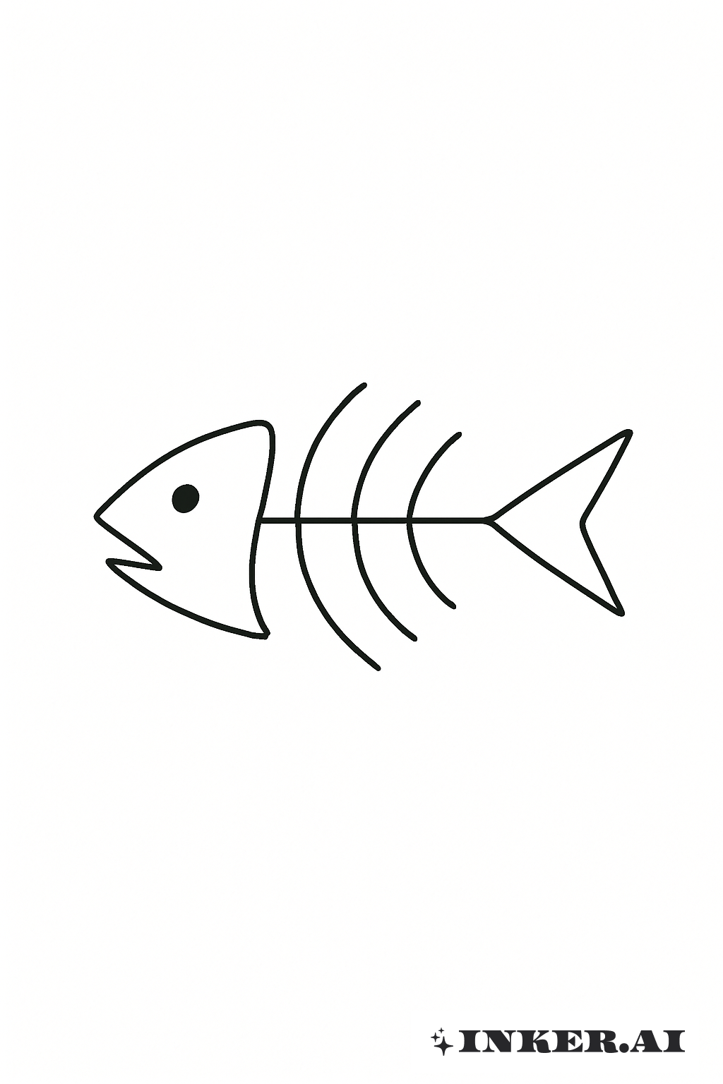 Abstract Fish Skeleton Outline