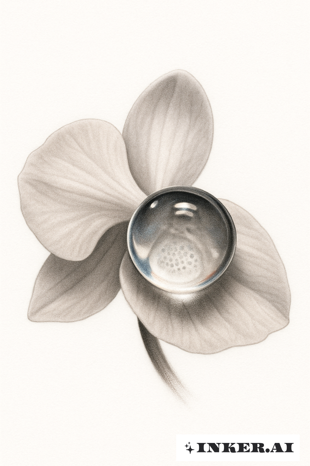Gota de rocío sobre un pétalo de orquídea blanca