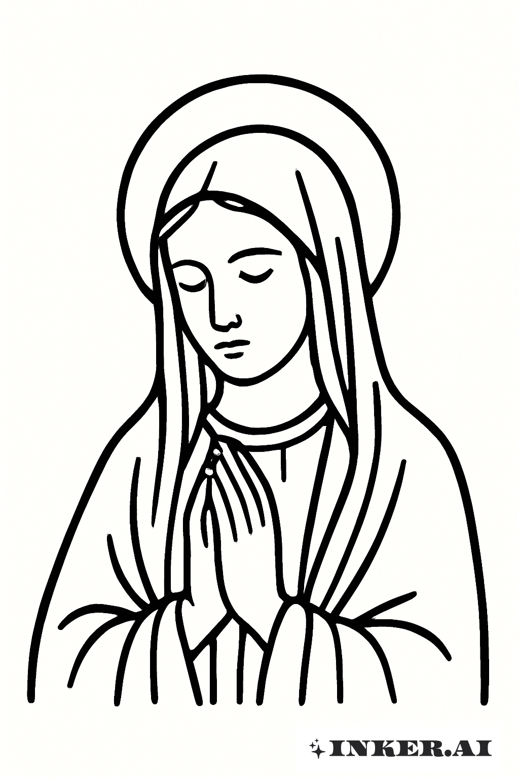 Pochoir simple de la Vierge Marie en prière