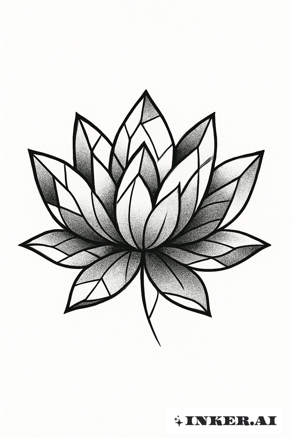 Fragmented Black and White Lotus Flower