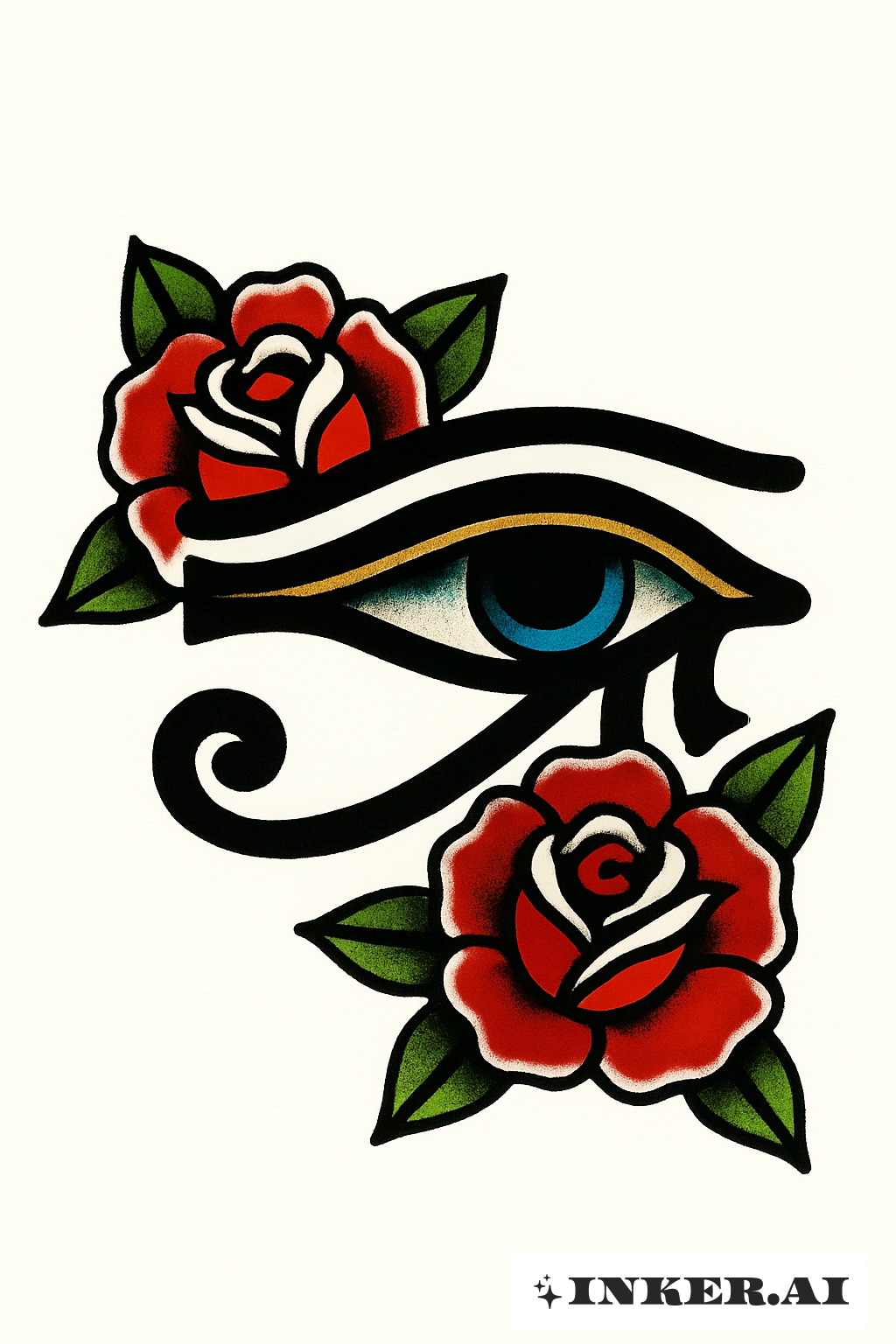 Olho de Hórus Destacado com Rosas Vermelhas
