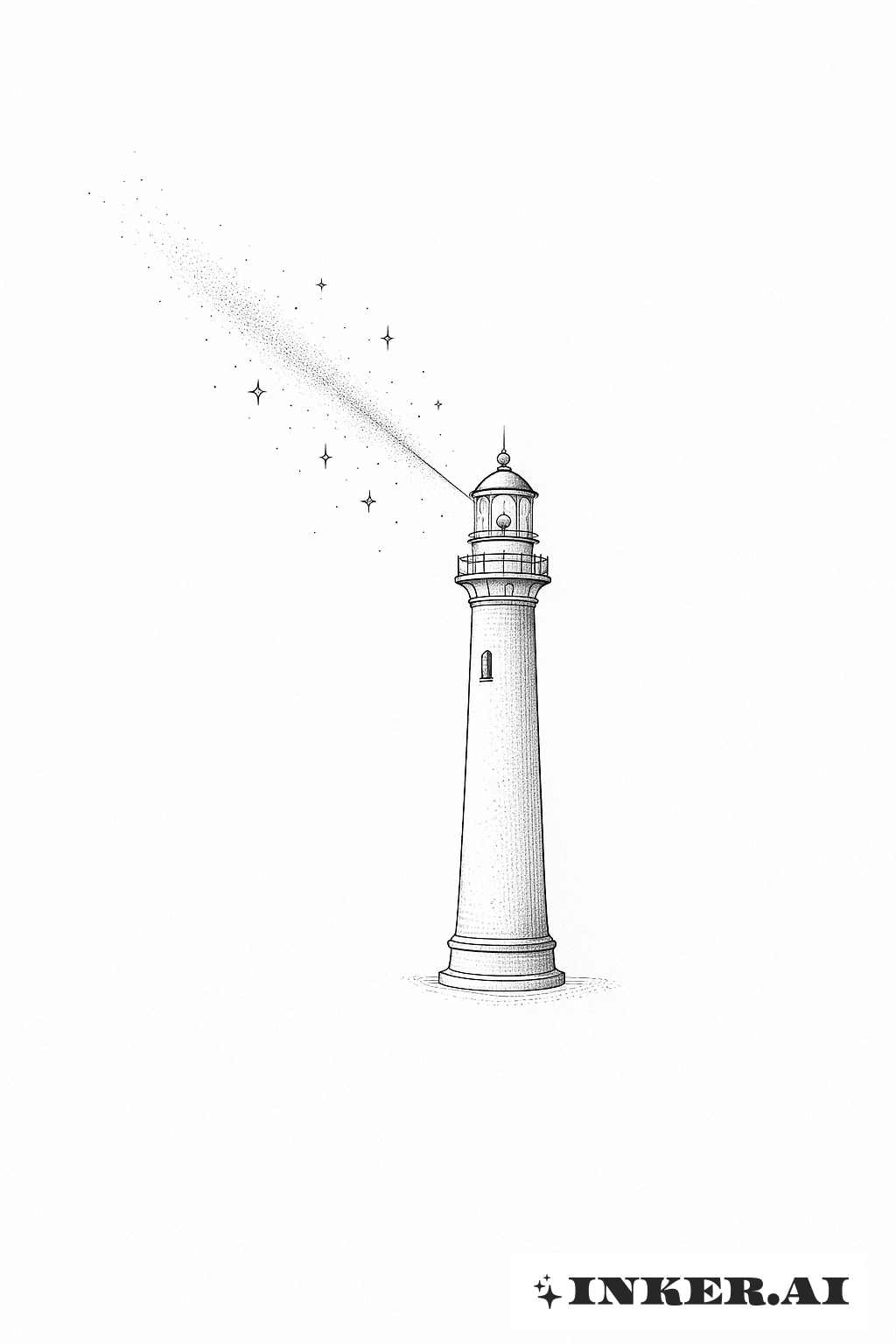 Rayon d'étoiles depuis un phare de fines lignes