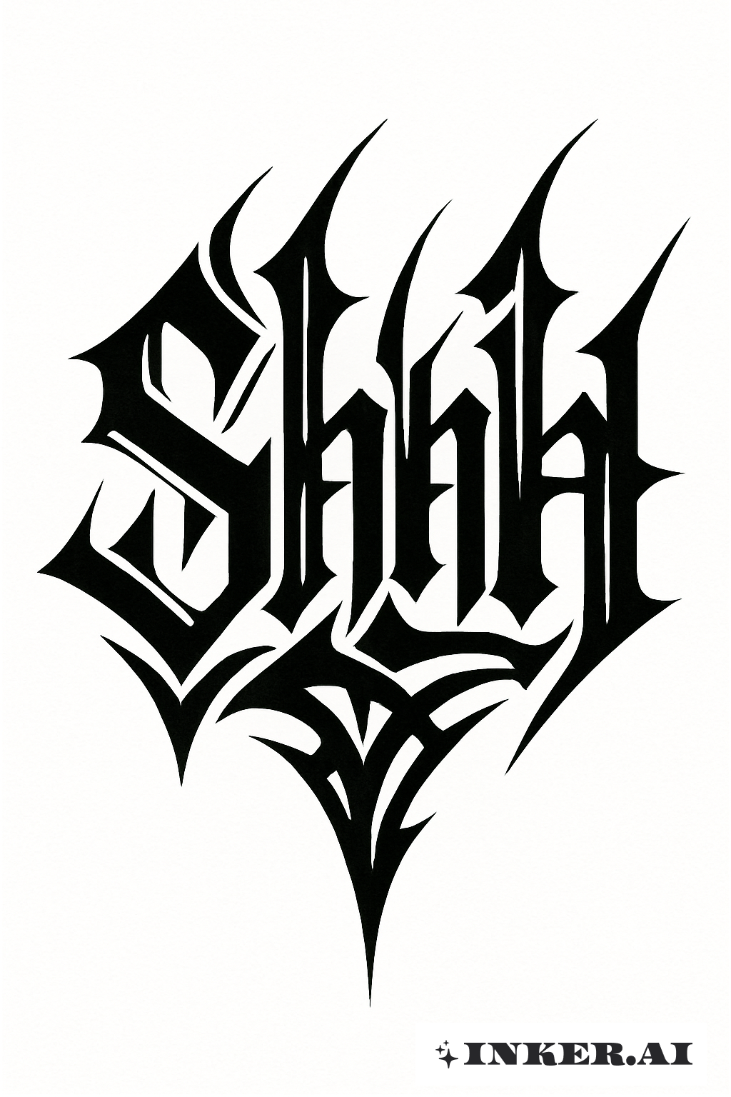 Sharp Edged Shhh Tribal Lettering