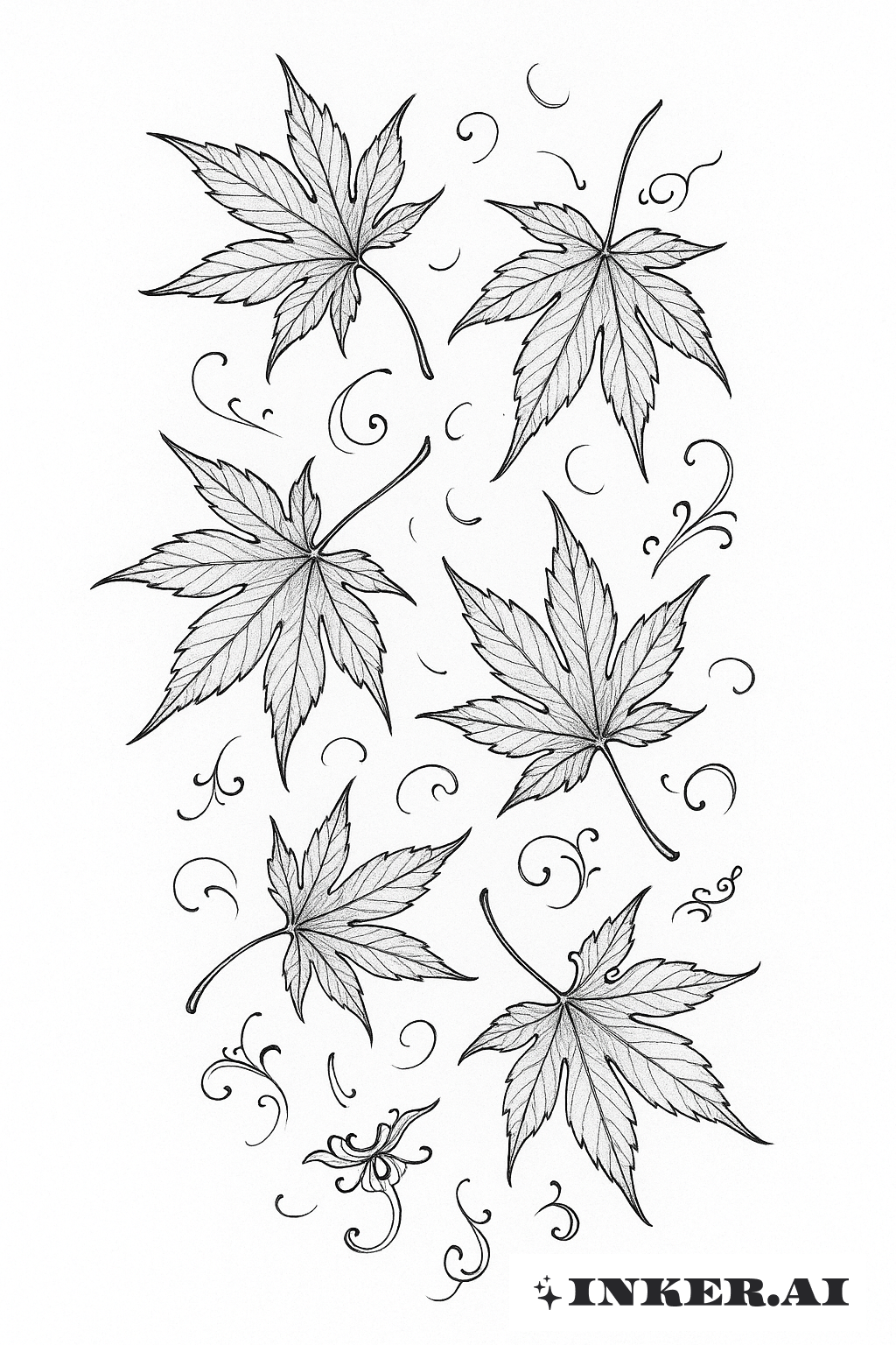 Feuilles d'Érable Yakuza Complexes Tombant