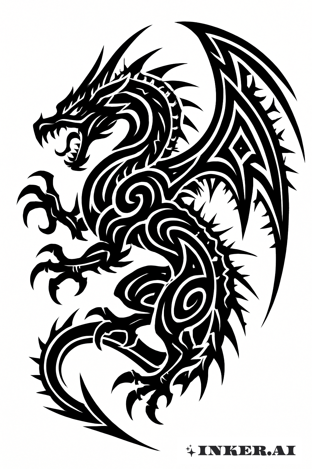 Dragon infecté dans un motif tribal