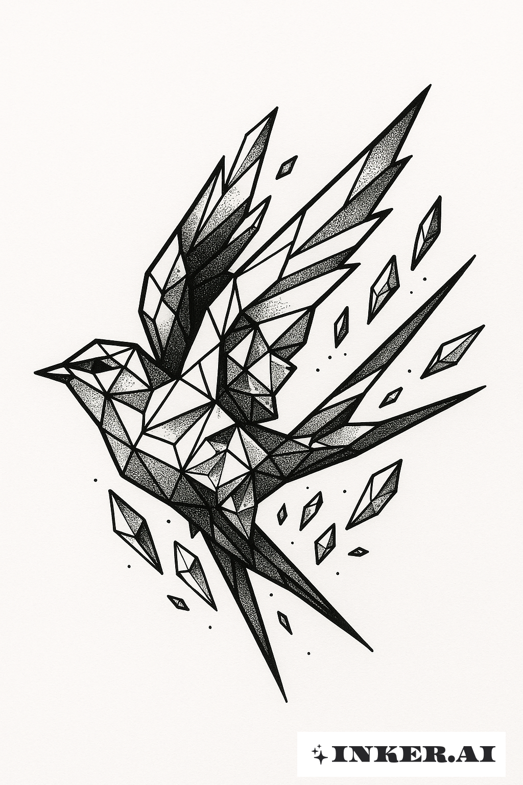 Andorinha Fragmentada Com Fragmentos de Cristal
