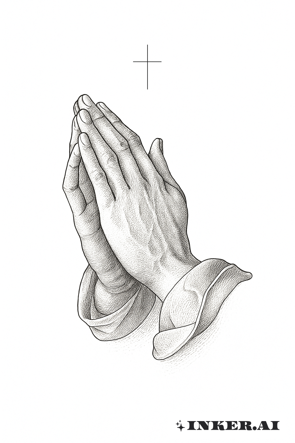 Praying Hands and a Tiny Cross