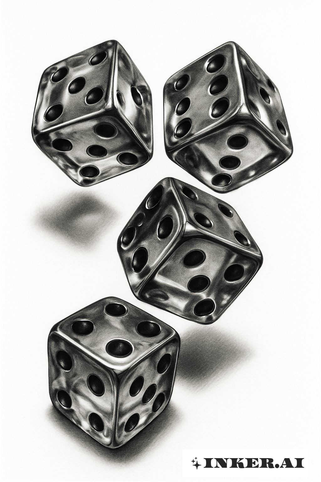 Hyper-Realistic Dice Captured in Mid-Air