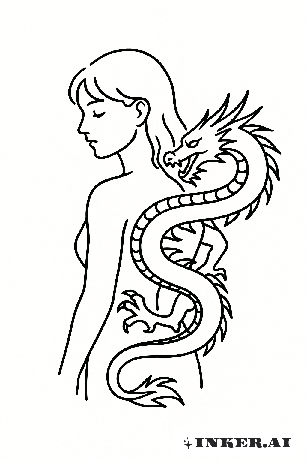 The Girl With The Dragon's Clear Outline