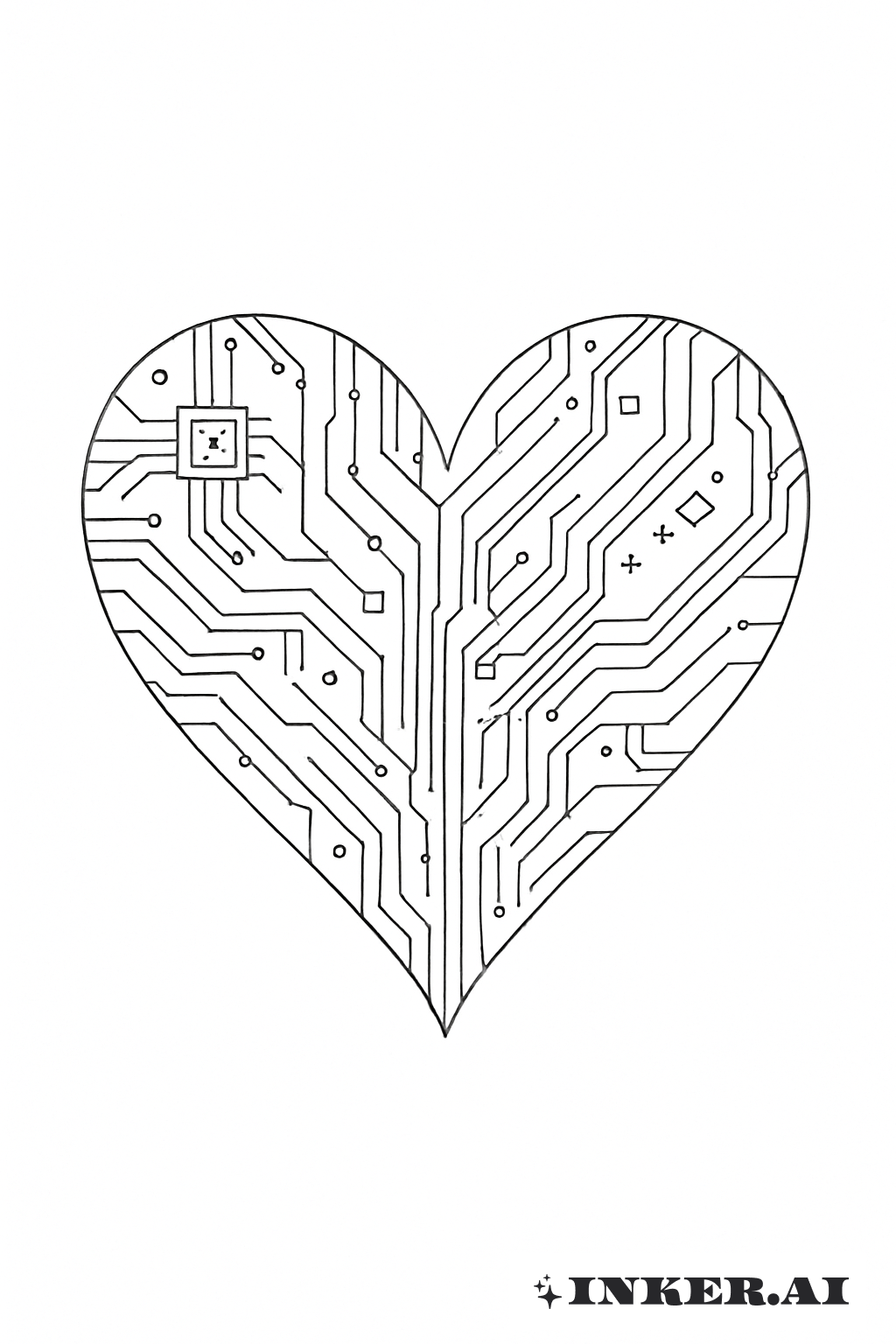 Delicate Cyber Sigilism Circuitry Heart