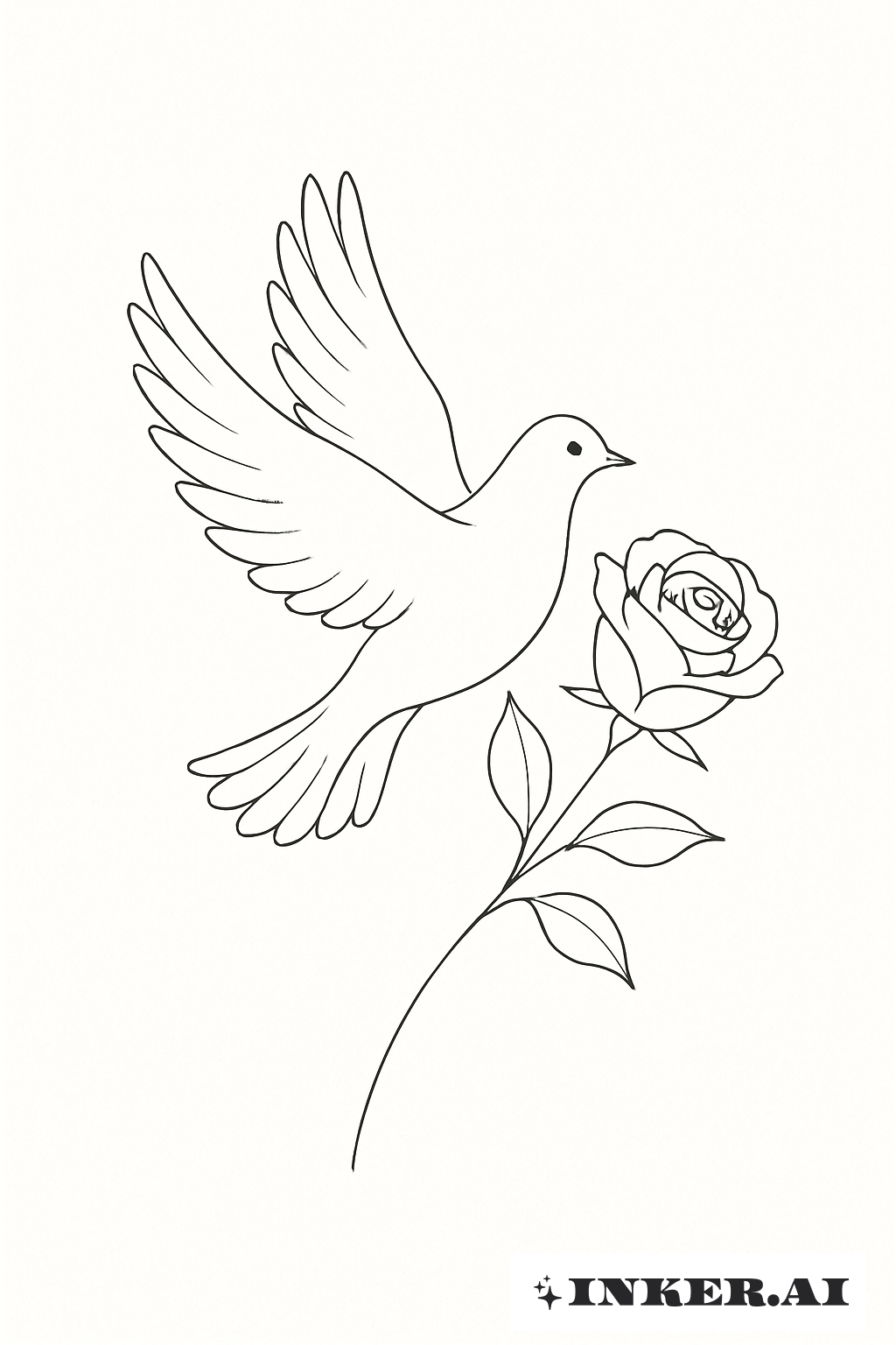 Contour Délicat de Colombe et de Rose