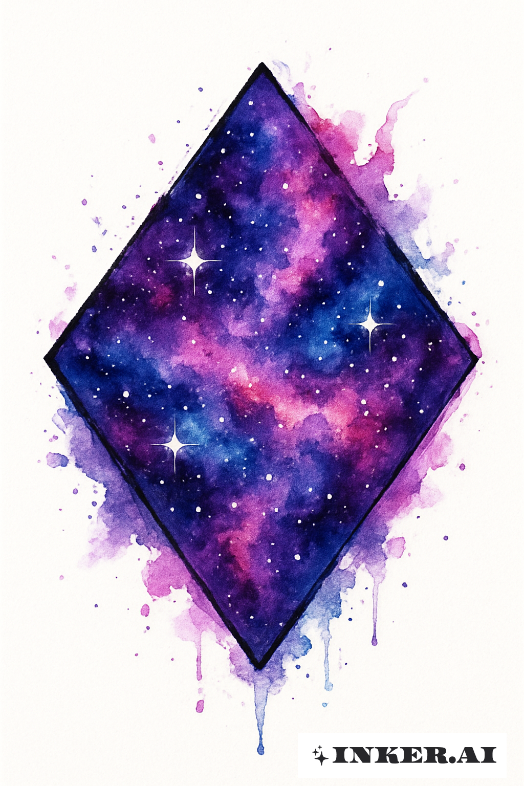 Galaxy Painted Within A Diamond Outline