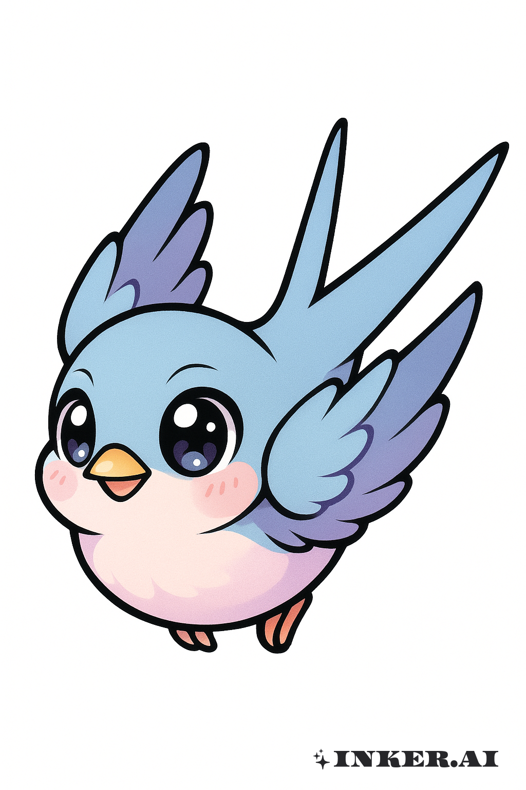 Kawaii-Schwalbe Mit Funkelnden Augen
