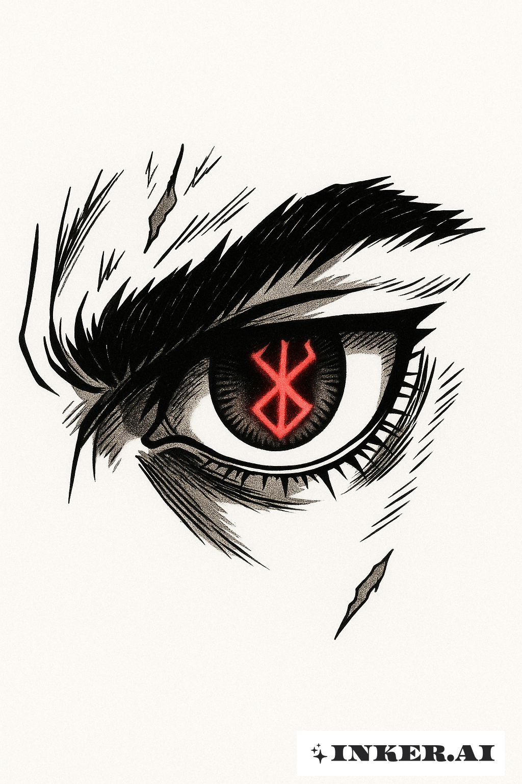 Olho de Guts Refletindo a Marca do Sacrifício