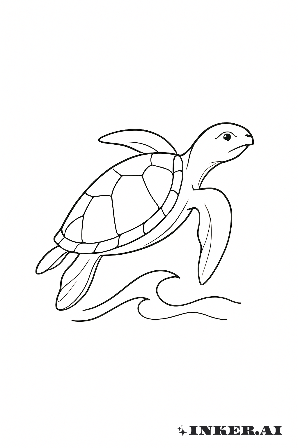 Tortue de mer élégante avec vagues minimalistes