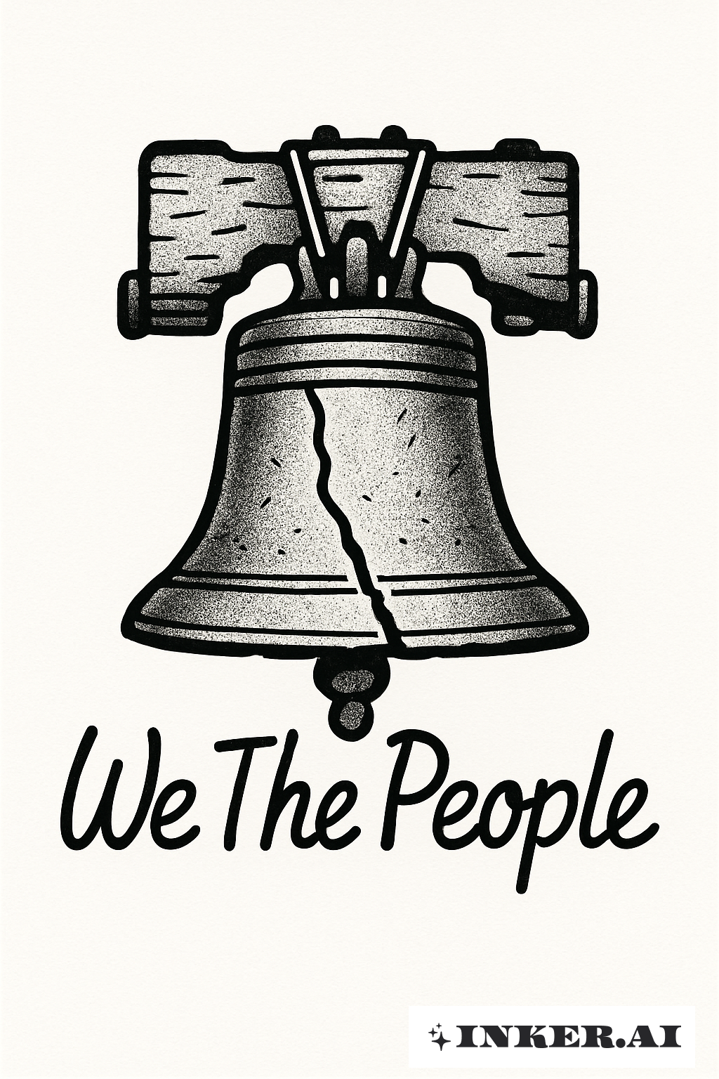 Um Sino da Liberdade Rachado com 'Nós, o Povo'