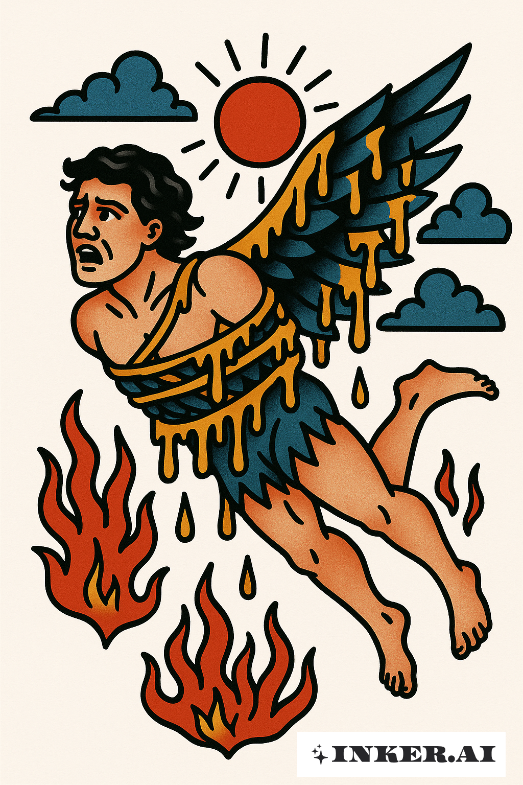 イカロスと束ねられたワックスの羽