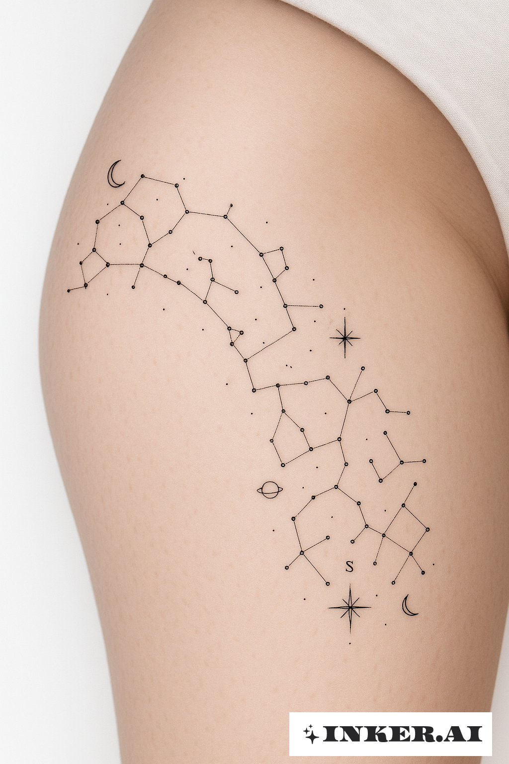 Mapa de Constelação na Lateral da Coxa