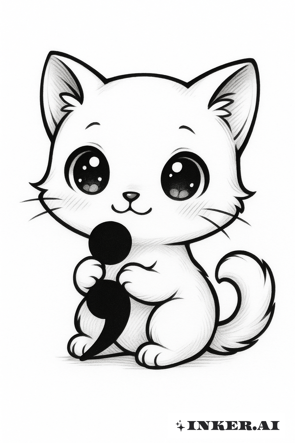 Chibi Chat Tenant Un Point-virgule