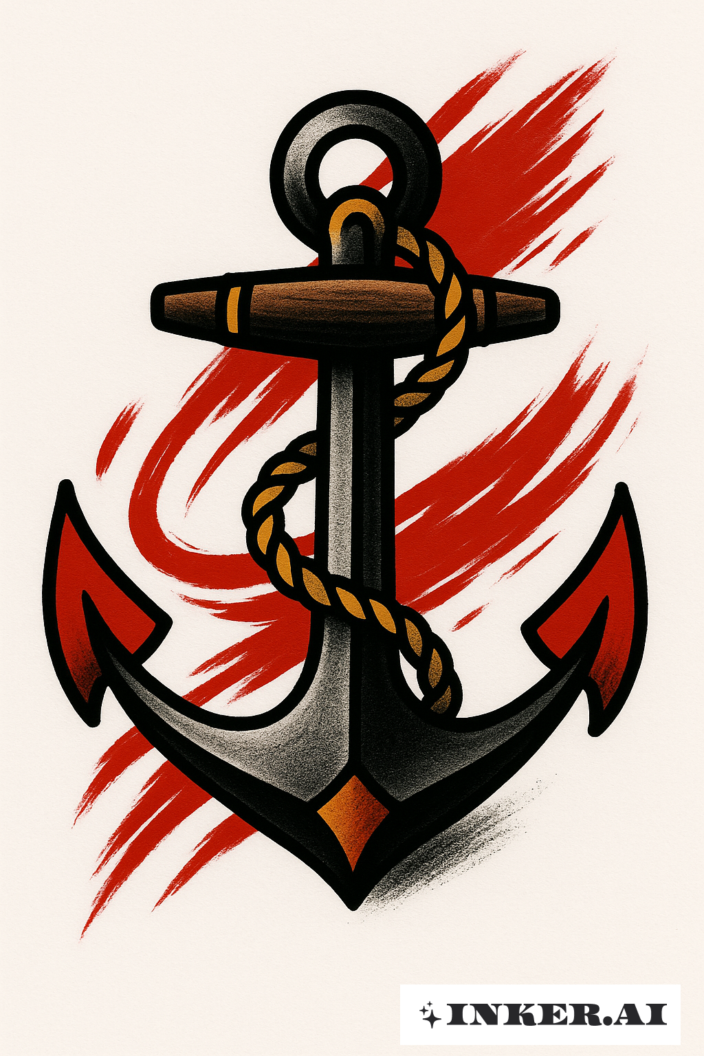 Anchor With Red Strokes Trash Polka