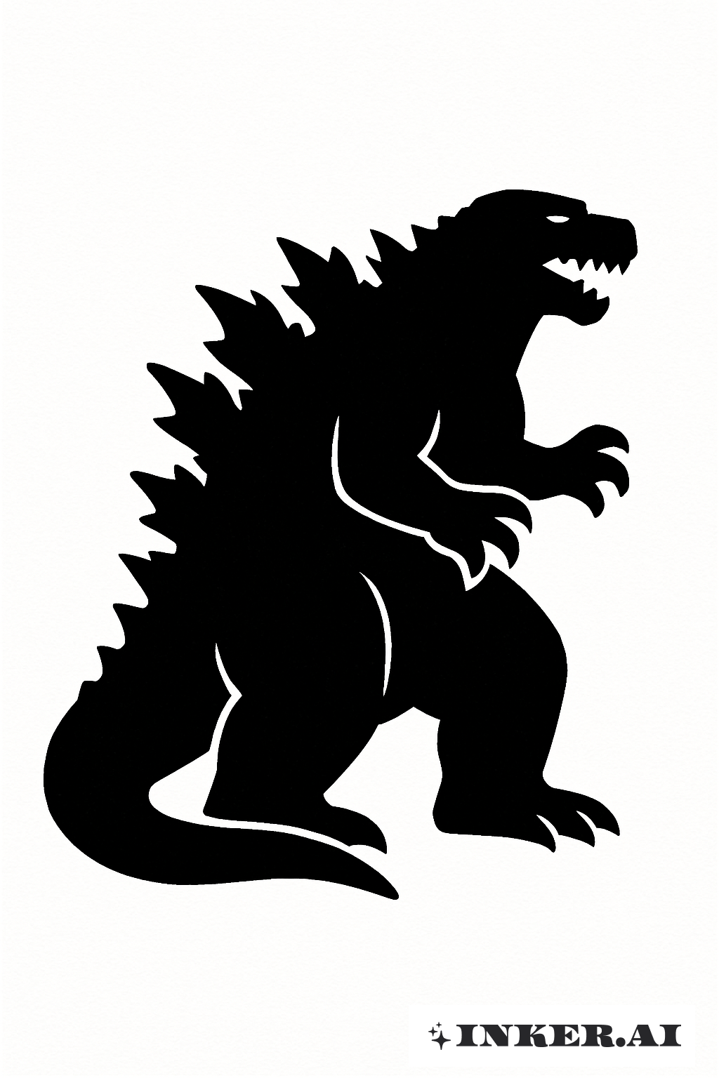ゴジラの太い黒いシルエット