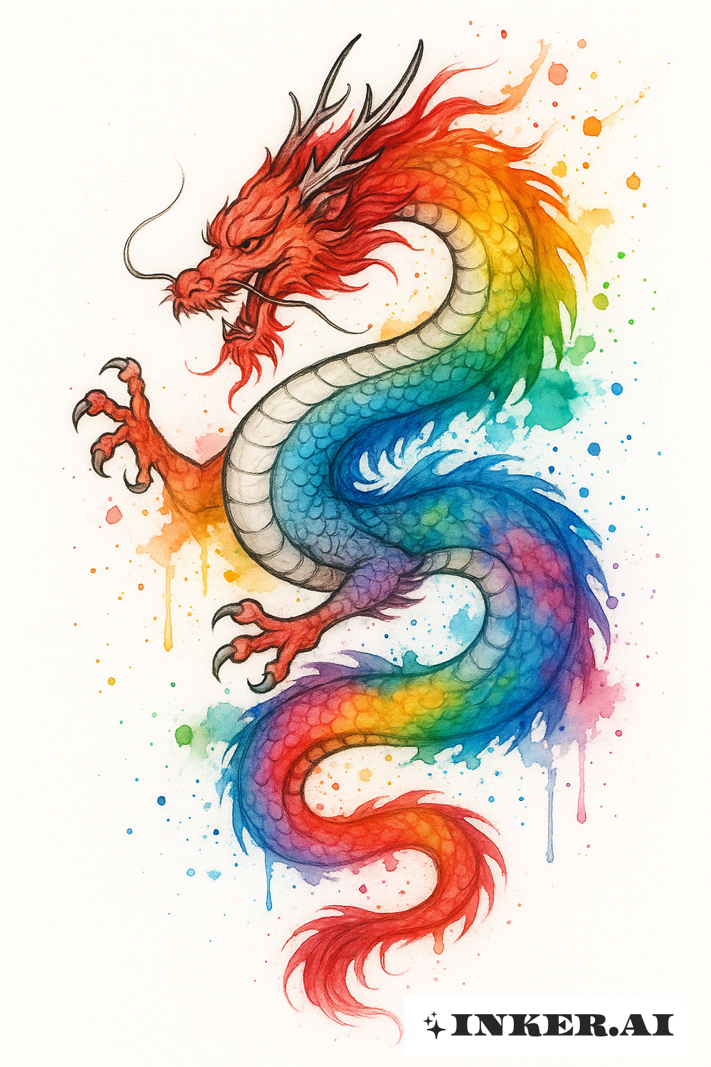 虹色飛び散る中国の龍