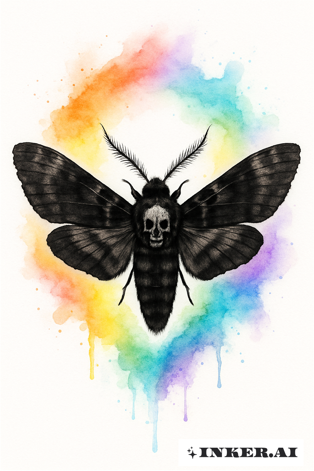Black Death Moth With A Rainbow Aura