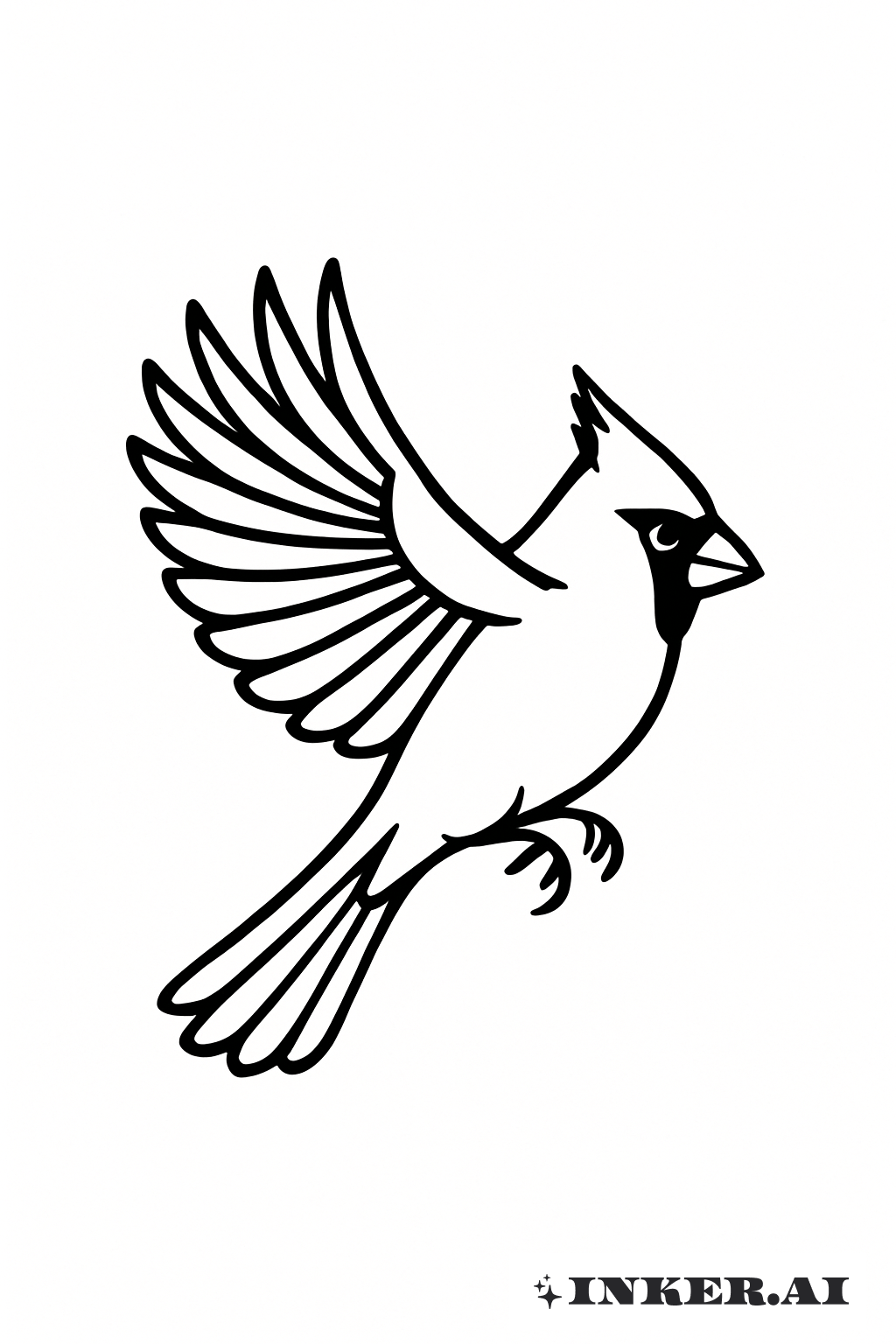 Einfache fliegende Silhouette eines Kardinal-Tattoos