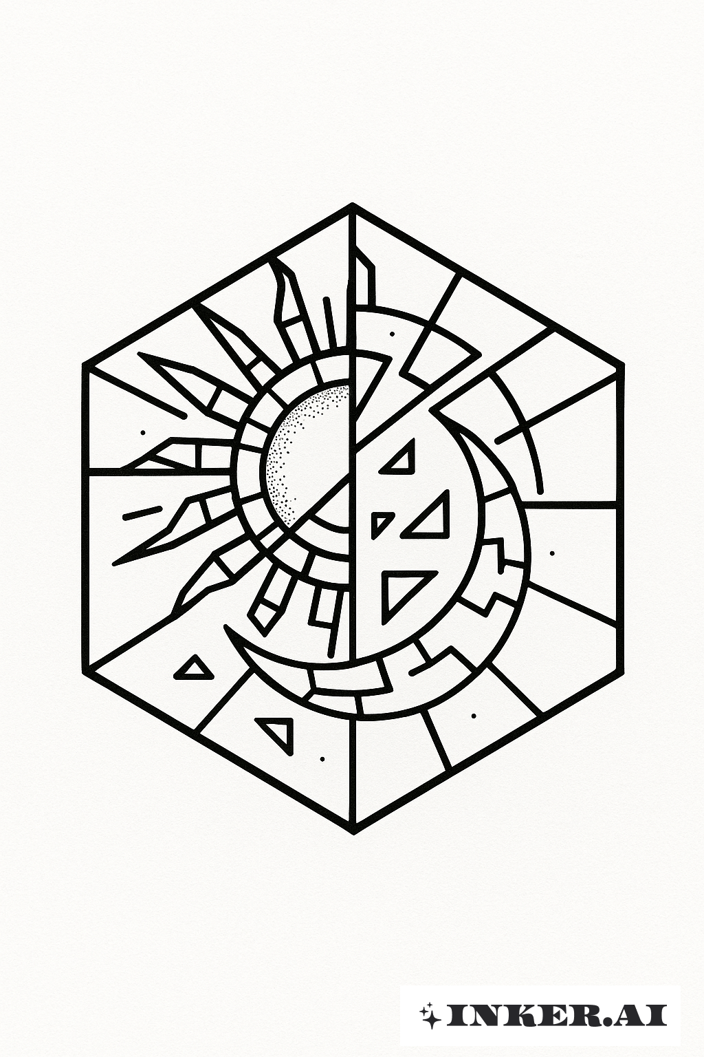 六角形に解体された太陽と月