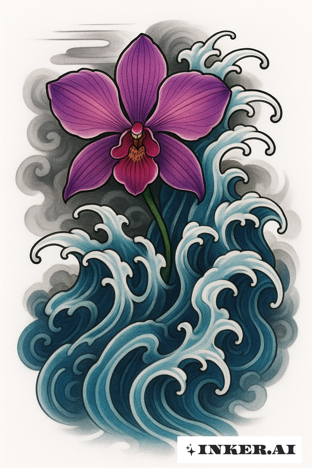Una Orquídea Contra las Olas Rompientes