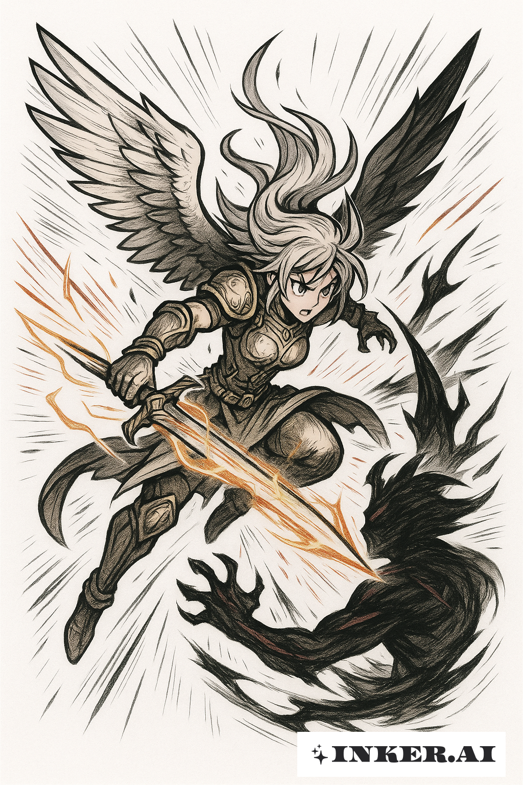 Guardian Angel in a Dynamic Battle Pose