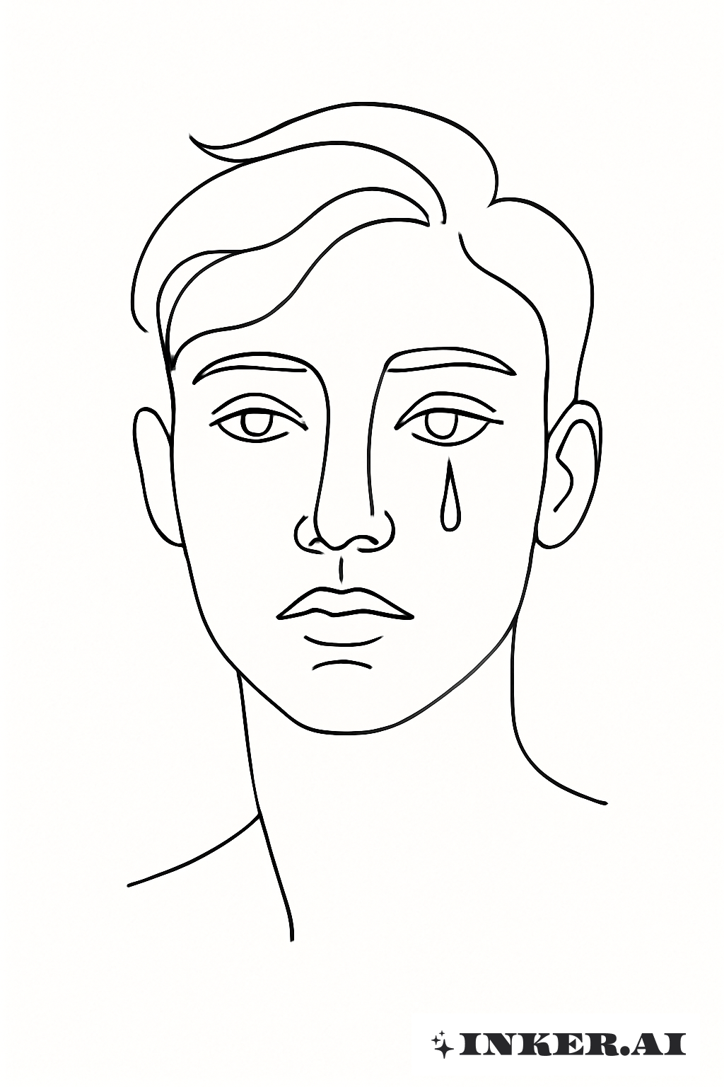 涙を流すZ世代の顔の一筆書き