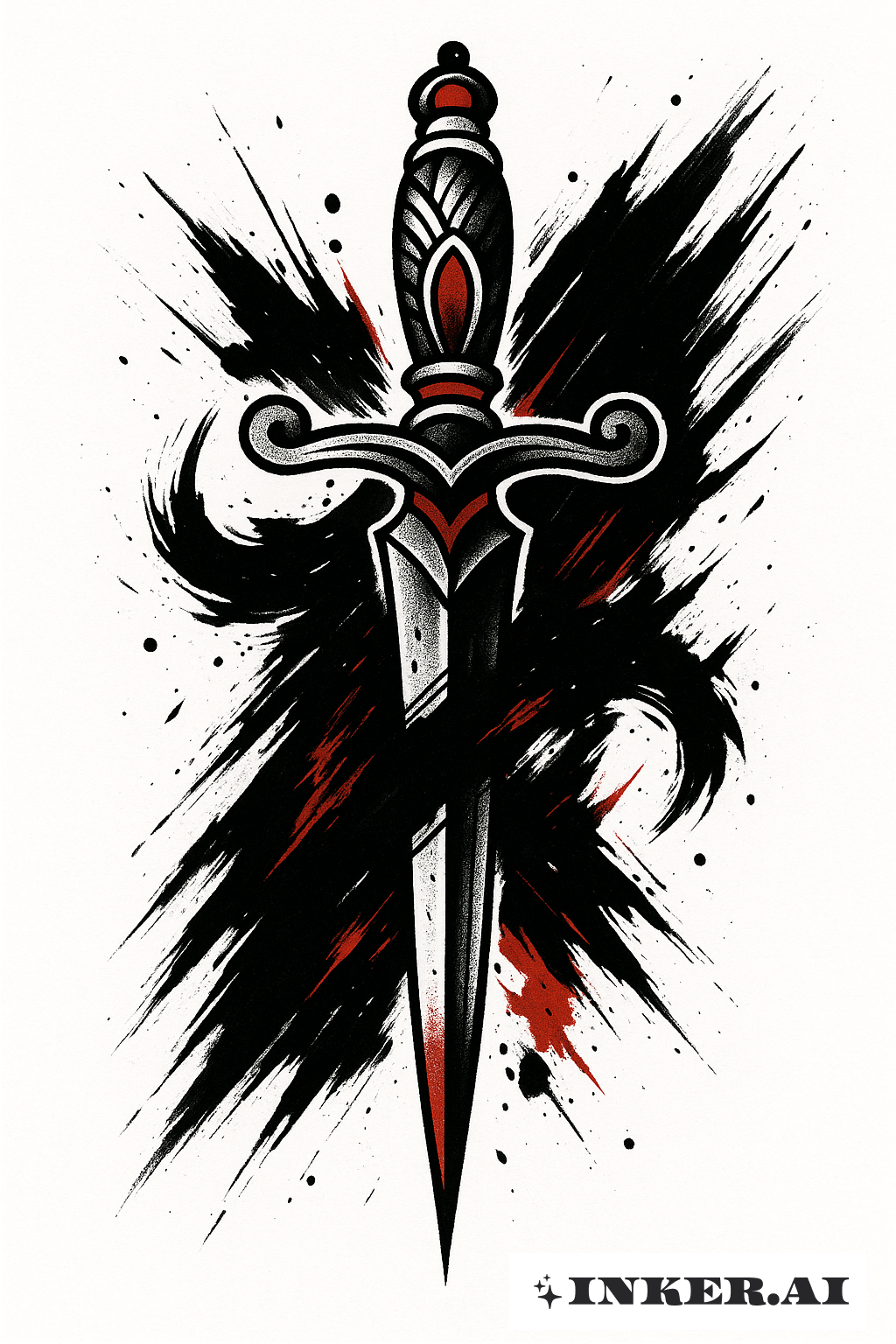 Dagger Through Black Smear Trash Polka