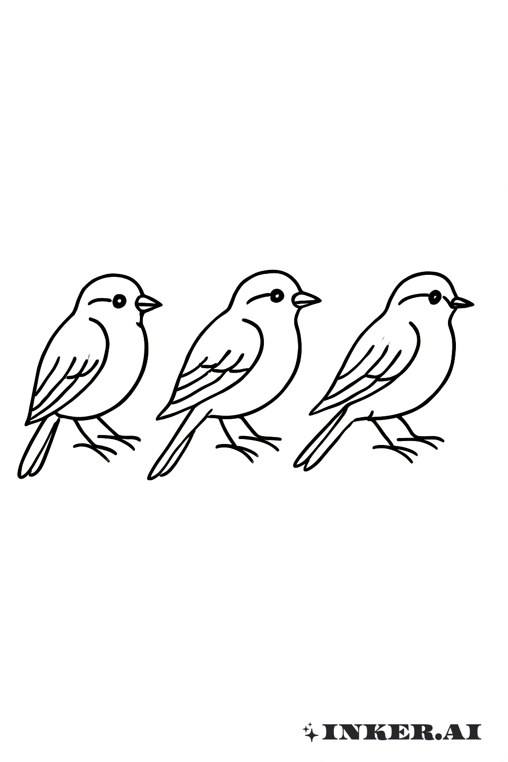 Three Sparrows In Simple Formation