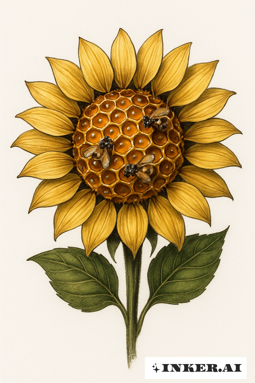 Sonnenblume mit einem Bienenwaben-Zentrum