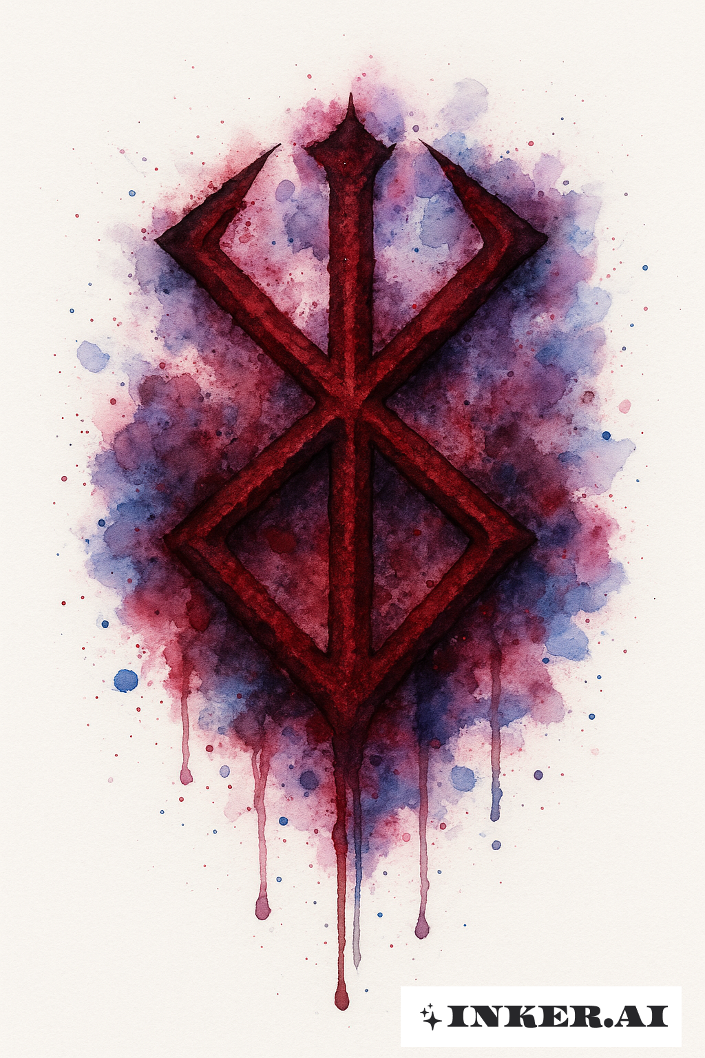 Ein Aquarellverlauf des Berserk-Symbols