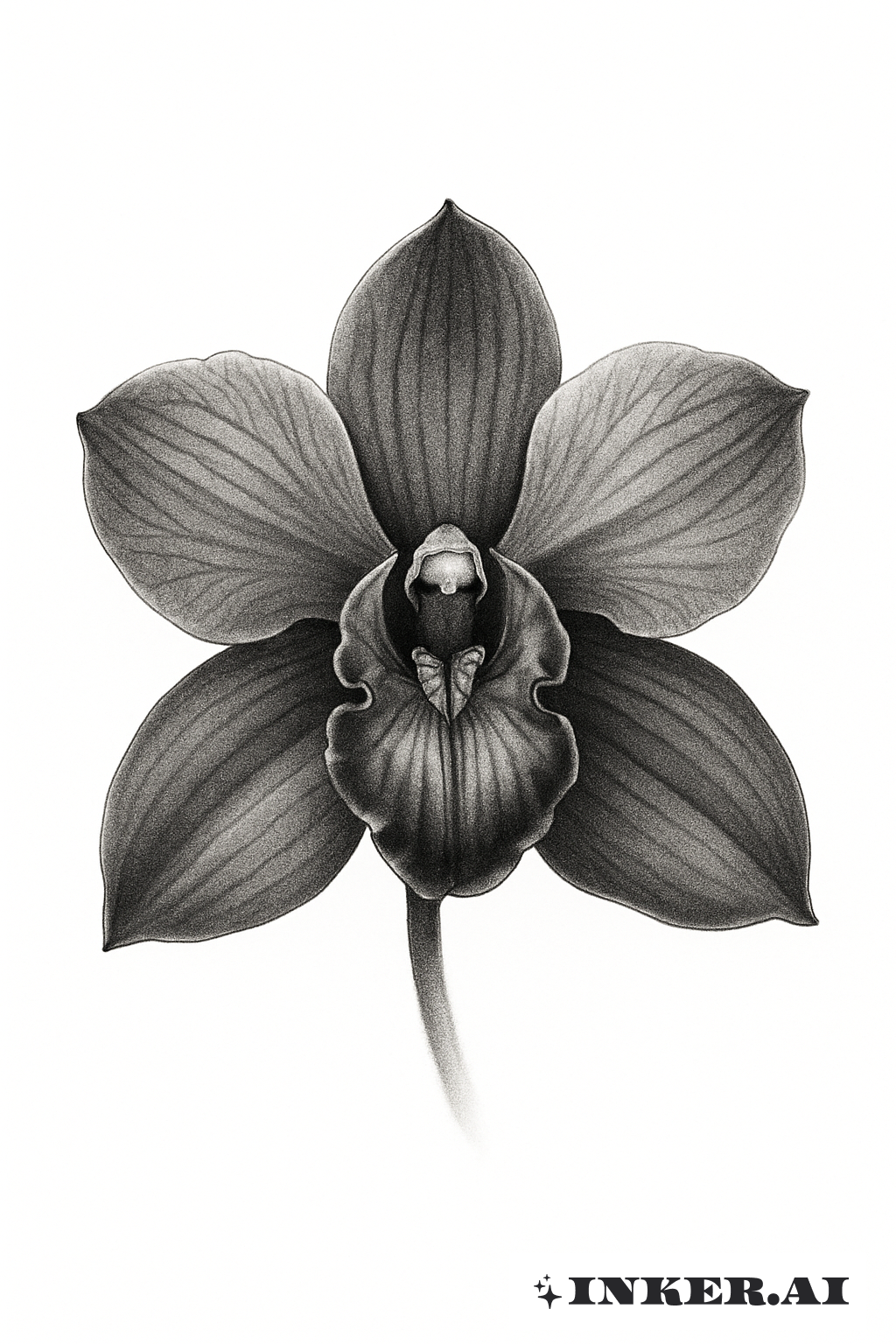 Orquídea Fotorealista en Blanco y Negro