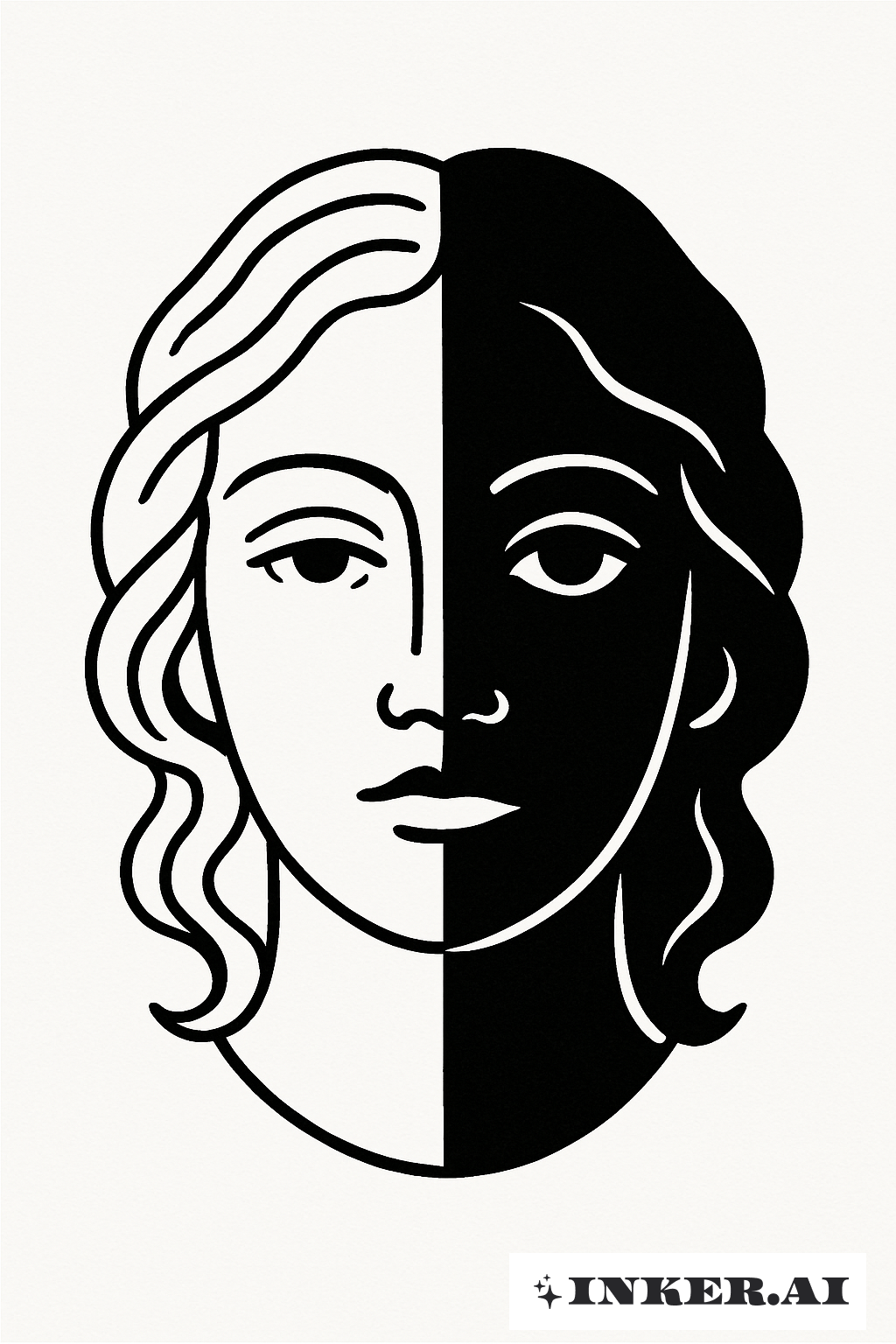 Persephone's Face Split Between Light And Shadow